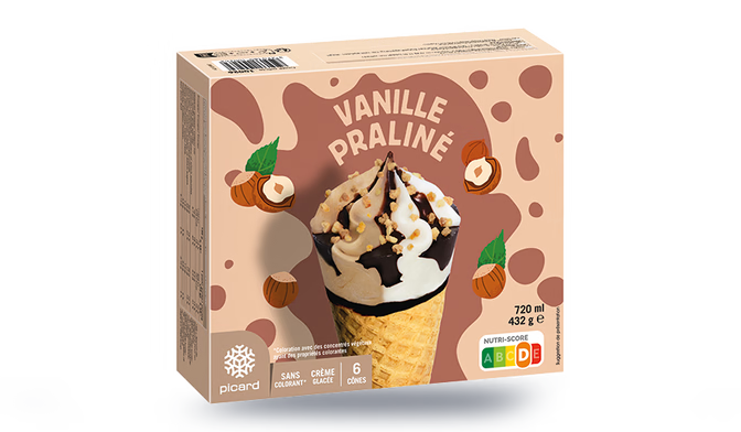 6 cônes vanille praliné