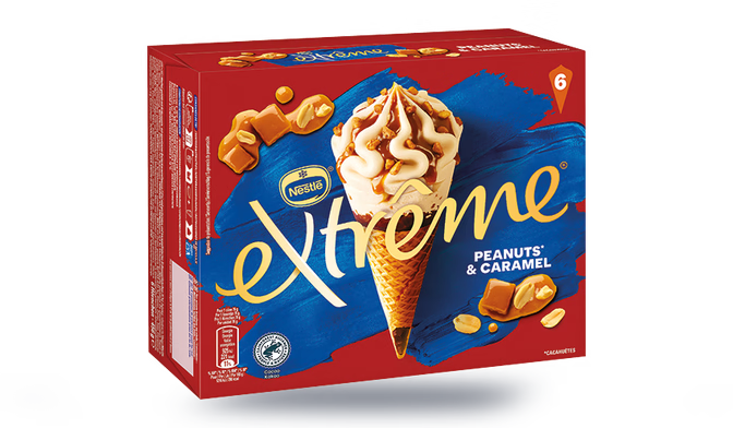 6 cônes Extrême peanuts caramel