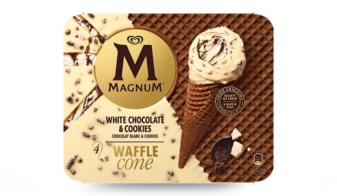 4 cônes Magnum chocolat blanc and cookies