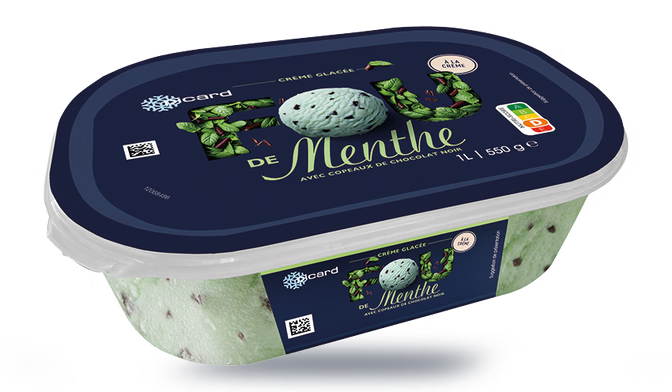 Crème glacée menthe, avec copeaux de chocolat