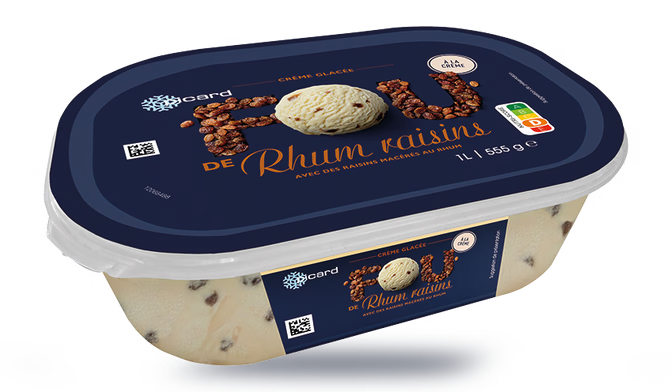 Crème glacée rhum, avec raisins macérés au rhum