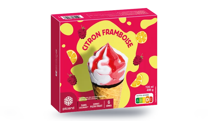 6 cônes citron-framboise