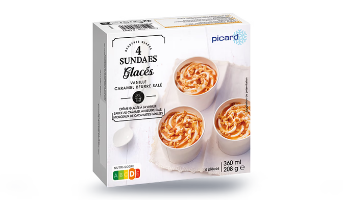 4 sundaes vanille sauce caramel