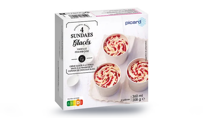 4 sundaes vanille sauce framboise