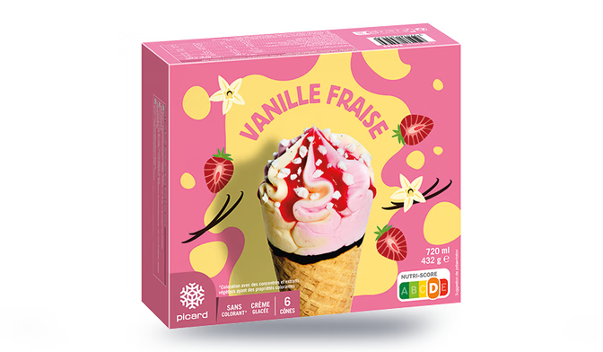 6 cônes vanille fraise