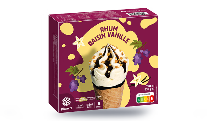 6 cônes vanille rhum raisin
