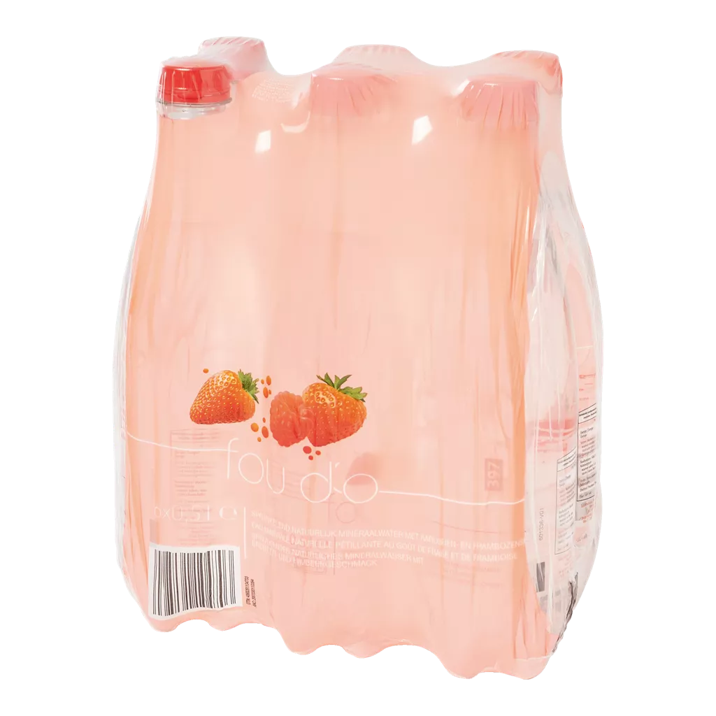 Eau gazeuse à la framboise et à la fraise