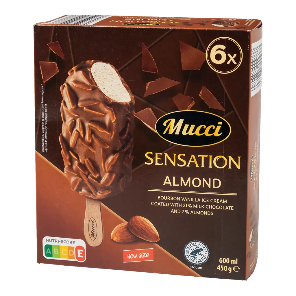 Bâtonnets glacés au chocolat au lait et aux amandes, 6 pcs