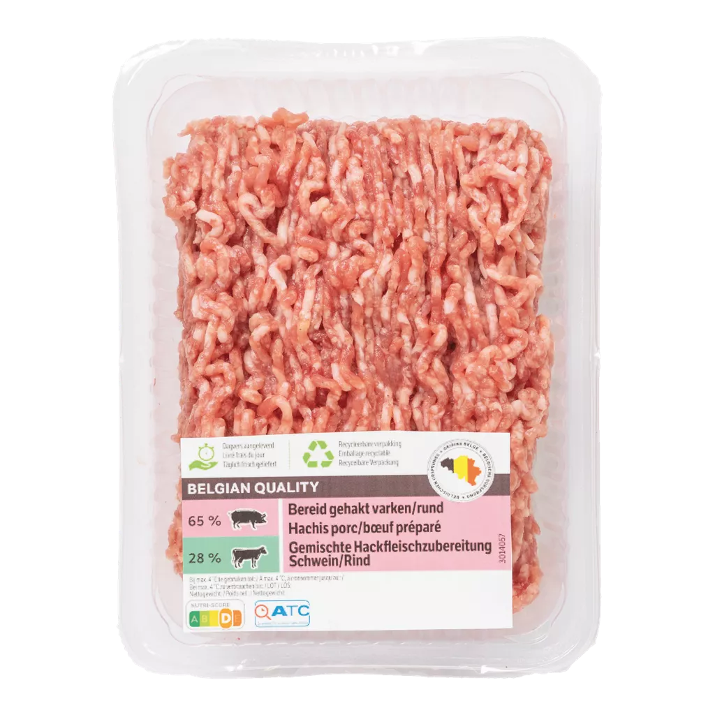 Hachis porc/bœuf préparé +-500gr